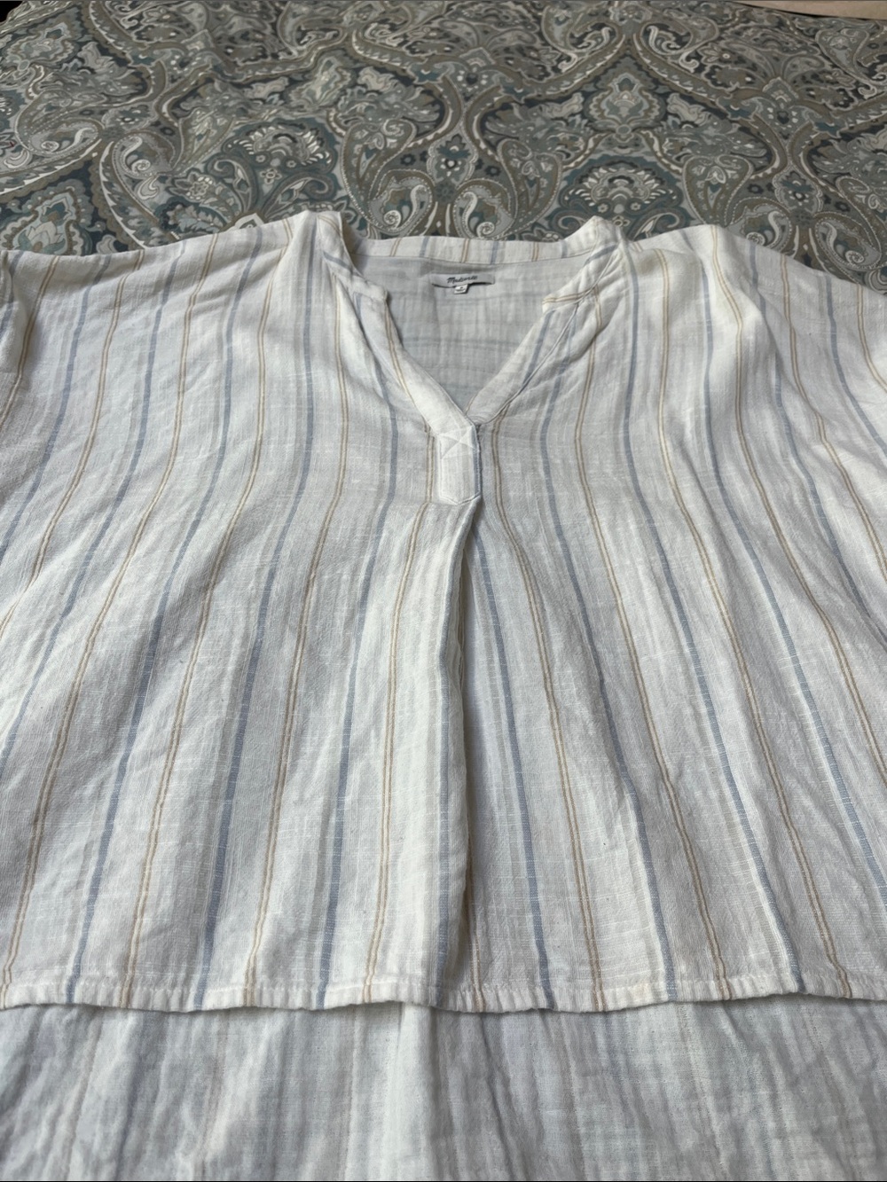 Madewell White Striped Lightweight Tunic